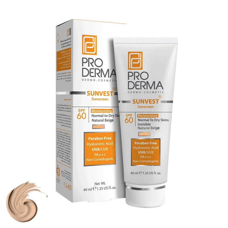 کرم ضد آفتاب رنگی پرودرما SPF60 مدل Sunvest مناسب پوست معمولی و خشک حجم 40 میلیلیتر کرم ضد آفتاب رنگی پرودرما SPF60 مدل Sunvest مناسب پوست معمولی و خشک حجم 40 میلیلیتر