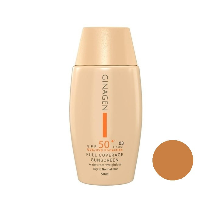 کرم ضد آفتاب رنگی ژیناژن SPF 50 مدل Full03 مناسب پوستهای معمولی و خشک حجم 50 میلیلیتر کرم ضد آفتاب رنگی ژیناژن SPF 50 مدل Full03 مناسب پوستهای معمولی و خشک حجم 50 میلیلیتر
