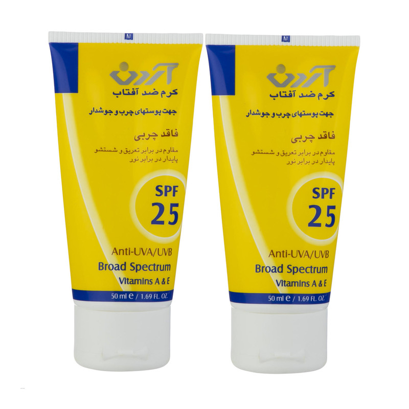 کرم ضد آفتاب آردن مدل 25 حجم 50 میلی لیتر مجموعه 2 عددی کرم ضد آفتاب آردن مدل 25 حجم 50 میلی لیتر مجموعه 2 عددی