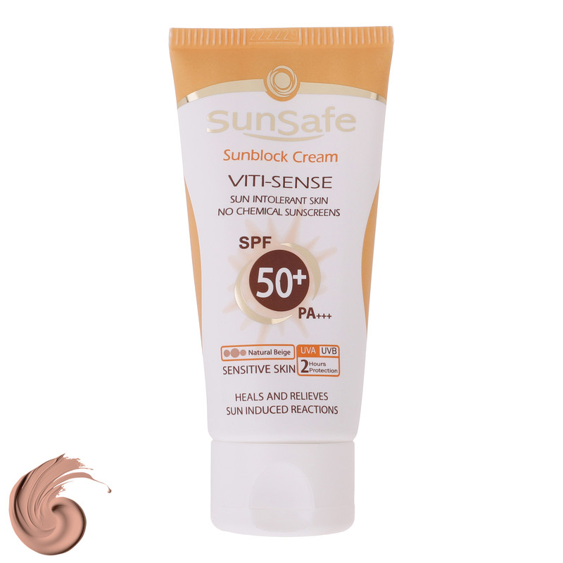کرم ضد آفتاب رنگی سان سیف SPF 50 مدل Viti-Sense-02 مناسب پوستهای حساس حجم 50 میلی لیتر کرم ضد آفتاب رنگی سان سیف SPF 50 مدل Viti-Sense-02 مناسب پوستهای حساس حجم 50 میلی لیتر