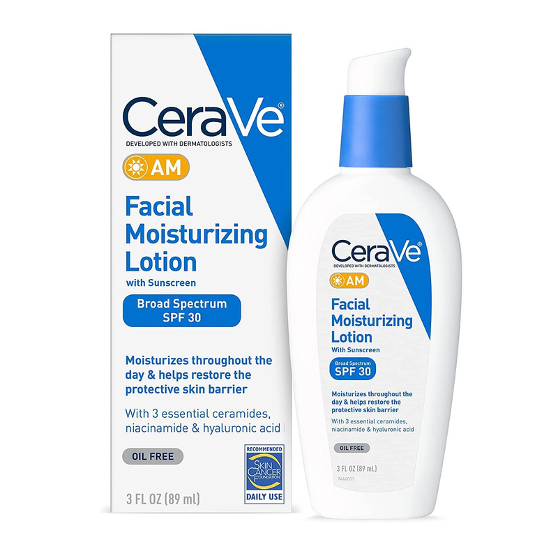لوسیون ضد آفتاب بی رنگ سراوی SPF 30 مدل AM مناسب پوستهای معمولی حجم 89 میلیلیتر لوسیون ضد آفتاب بی رنگ سراوی SPF 30 مدل AM مناسب پوستهای معمولی حجم 89 میلیلیتر
