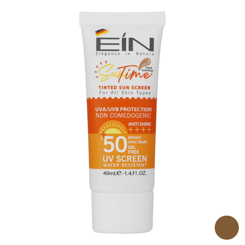 کرم ضد آفتاب رنگی ای آی ان SPF 50 مدل Suntime Gold مناسب انواع پوست حجم 40 میلیلیتر کرم ضد آفتاب رنگی ای آی ان SPF 50 مدل Suntime Gold مناسب انواع پوست حجم 40 میلیلیتر