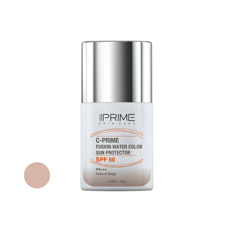 فلوئید ضد آفتاب رنگی پرایم، SPF 50، مدل فیوژن واتر، مناسب انواع پوست با تنالیته متوسط و حجم 40 میلی لیتر، محافظتکننده در برابر اشعههای PA++++ ،UVA ،UVB، دارای فرمولاسیون فاقد چربی، ویتامین سی و آنتی اکسیدان، با ماندگاری 4 ساعته فلوئید ضد آفتاب رنگی پرایم، SPF 50، مدل فیوژن واتر، مناسب انواع پوست با تنالیته متوسط و حجم 40 میلی لیتر، محافظتکننده در برابر اشعههای PA++++ ،UVA ،UVB، دارای فرمولاسیون فاقد چربی، ویتامین سی و آنتی اکسیدان، با ماندگاری 4 ساعته