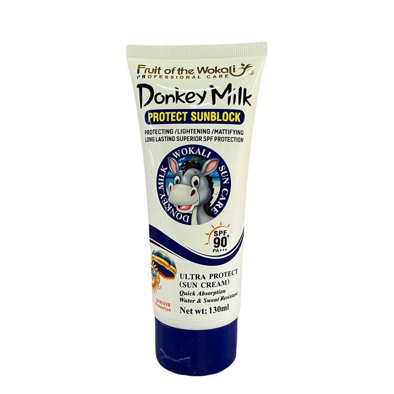 کرم ضد آفتاب بدون رنگ وکالی SPF 90 مدل شیر الاغ مناسب انواع پوست حجم 130 میلیلیتر کرم ضد آفتاب بدون رنگ وکالی SPF 90 مدل شیر الاغ مناسب انواع پوست حجم 130 میلیلیتر