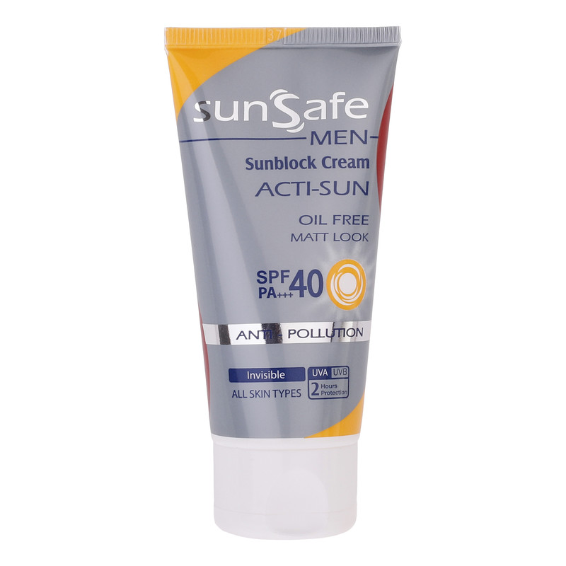 کرم ضد آفتاب بدون رنگ سان سیف SPF 40 مدل ACTI-SUN مناسب برای انواع پوست حجم 50 میلیلیتر کرم ضد آفتاب بدون رنگ سان سیف SPF 40 مدل ACTI-SUN مناسب برای انواع پوست حجم 50 میلیلیتر