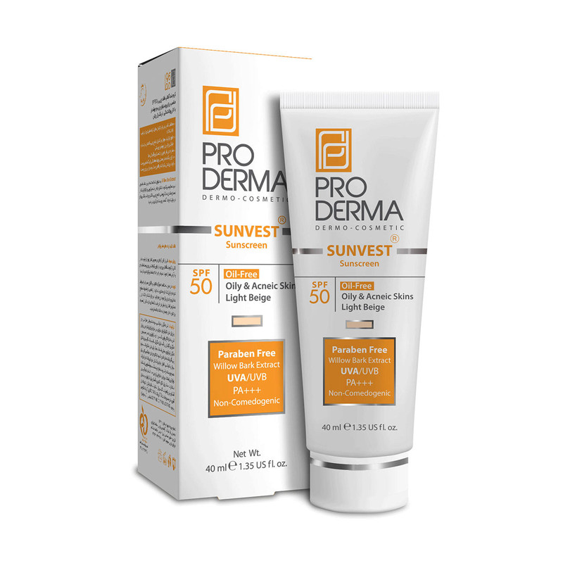 کرم ضد آفتاب رنگی پرودرما، SPF 50، مدل 50 Sunvest، مناسب پوستهای آکنهدار و چرب با تنالیته روشن و حجم 40 میلیلیتر، محافظتکننده در برابر اشعههای UVA و UVB، غیر کومدونزا و فاقد پارابن، PA+++، دارای فرمولاسیون فاقد چربی،با ماندگاری 2 ساعته کرم ضد آفتاب رنگی پرودرما، SPF 50، مدل 50 Sunvest، مناسب پوستهای آکنهدار و چرب با تنالیته روشن و حجم 40 میلیلیتر، محافظتکننده در برابر اشعههای UVA و UVB، غیر کومدونزا و فاقد پارابن، PA+++، دارای فرمولاسیون فاقد چربی،با ماندگاری 2 ساعته