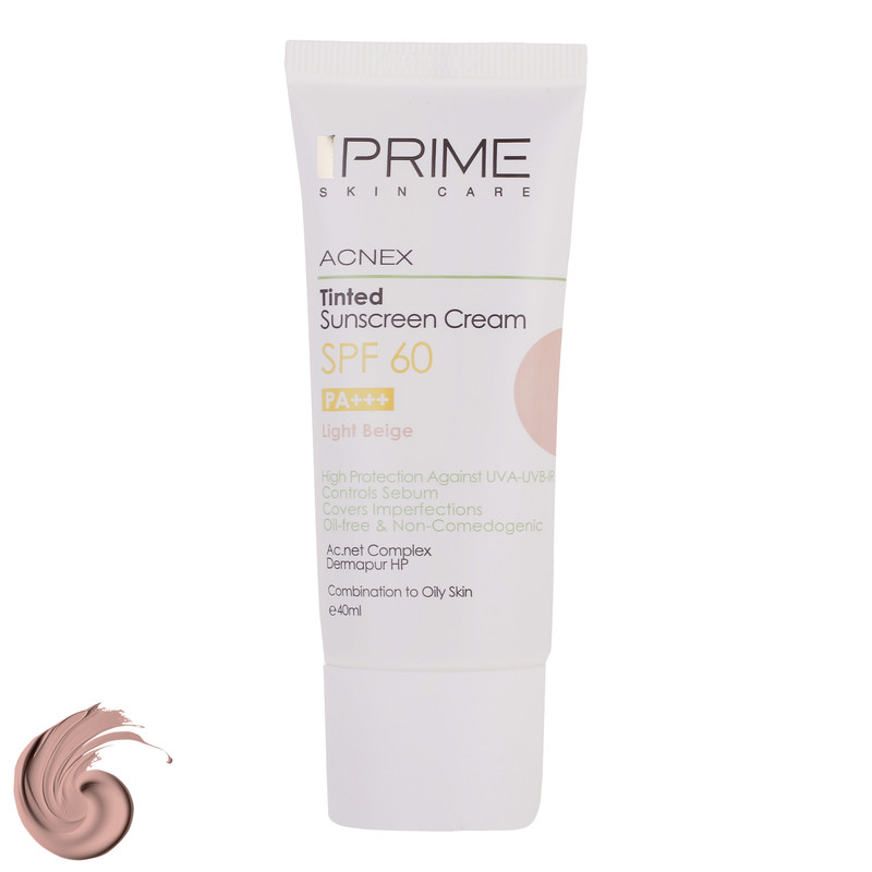 کرم ضدآفتاب رنگی پرایم SPF60 مدل Acnex، مناسب پوستهای چرب، حجم 40 میلیلیتر کرم ضدآفتاب رنگی پرایم SPF60 مدل Acnex، مناسب پوستهای چرب، حجم 40 میلیلیتر