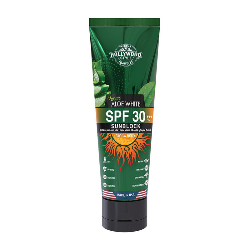 کرم ضد آفتاب بدون رنگ هالیوود استایل SPF 30 مدل آلوئه ورا مناسب انواع پوست حجم 100 میلیلیتر کرم ضد آفتاب بدون رنگ هالیوود استایل SPF 30 مدل آلوئه ورا مناسب انواع پوست حجم 100 میلیلیتر