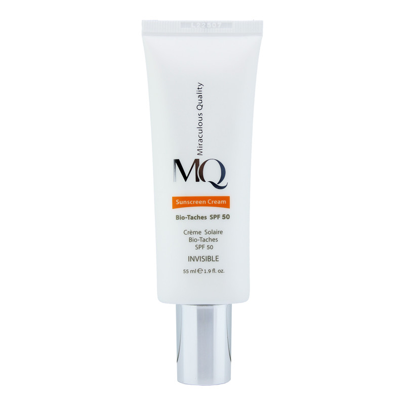 کرم ضدآفتاب بیرنگ ام کیو SPF50 مدل BIO TACHES مناسب انواع پوست، حجم 55 میلیلیتر