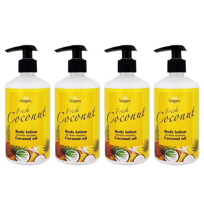 لوسیون بدن سوپکس مدل Coconut oil حجم 350 میلی لیتر مجموعه 4 عددی لوسیون بدن سوپکس مدل Coconut oil حجم 350 میلی لیتر مجموعه 4 عددی