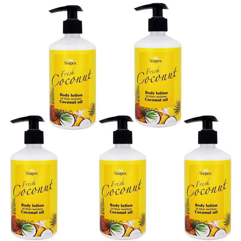 لوسیون بدن سوپکس مدل Coconut oil حجم 350 میلی لیتر مجموعه 5 عددی لوسیون بدن سوپکس مدل Coconut oil حجم 350 میلی لیتر مجموعه 5 عددی