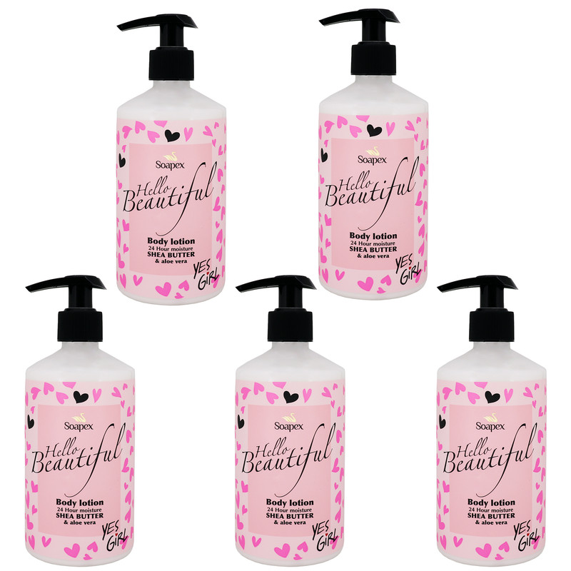 لوسیون بدن سوپکس مدل Shea butter & Aloe vera حجم 350 میلی لیتر مجموعه 5 عددی لوسیون بدن سوپکس مدل Shea butter & Aloe vera حجم 350 میلی لیتر مجموعه 5 عددی