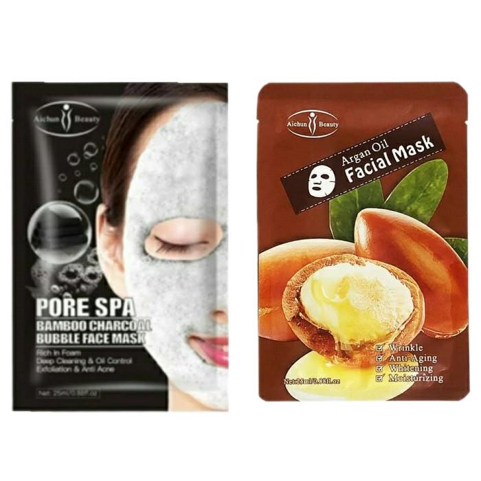 ماسک صورت ایچون بیوتی مدل حبابی حجم 25 میلی لیتر به همراه ماسک صورت مدل آرگان ماسک صورت ایچون بیوتی مدل حبابی حجم 25 میلی لیتر به همراه ماسک صورت مدل آرگان