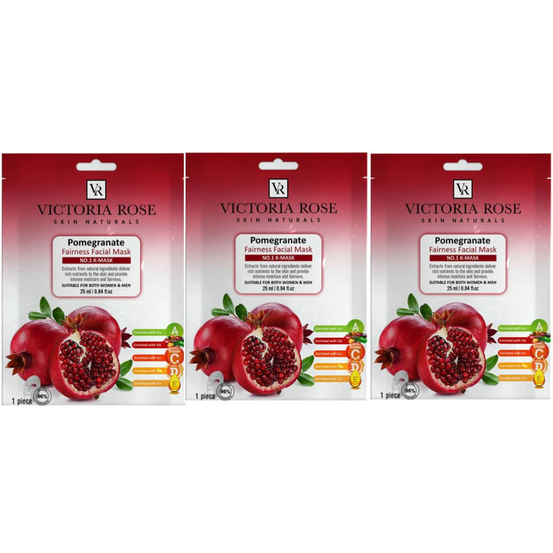 ماسک صورت ویکتوریا رز مدل انار مناسب برای انواع پوست حجم 25 میلی لیتر بسته 3 عددی ماسک صورت ویکتوریا رز مدل انار مناسب برای انواع پوست حجم 25 میلی لیتر بسته 3 عددی