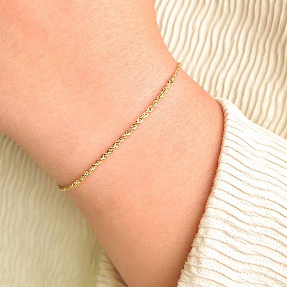 دستبند طلا 18 عیار زنانه دیانا مدل طنابی کونیک  ظریف