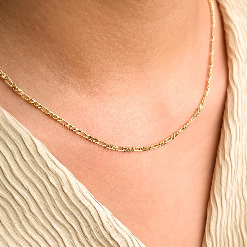 زنجیر طلا 18 عیار زنانه دیانا مدل فیگارو لایت 40 سانت