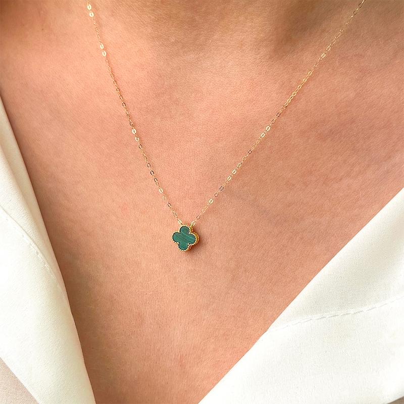 گردنبند طلا 18 عیار زنانه دیانا مدل ونکلیف سبز