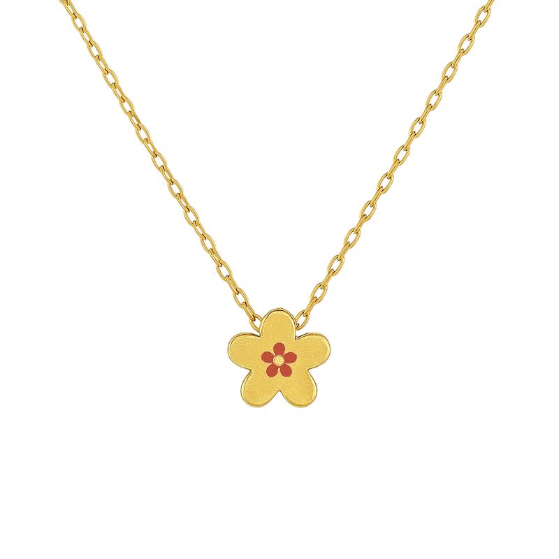 گردنبند طلا 18 عیار زنانه دیانا مدل گل دو رنگ