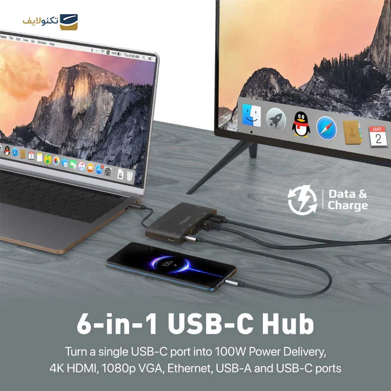gallery- هاب 6 پورت پرومیت مدل MediaHUB-C6-gallery-1-TLP-22307_716630bd-4b5c-4282-820a-8156f969ede4.png