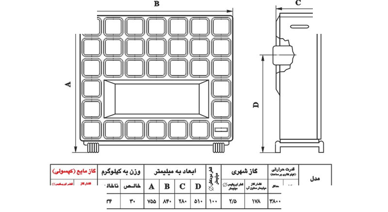 بخاری گازی نیک کالا مدل سرامیکی CE14 بخاری گازی نیک کالا مدل سرامیکی CE14