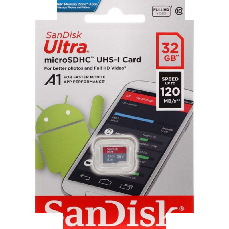 کارت حافظه microSDXC مدل Ultra A1 کلاس 10 استاندارد UHS-I سرعت 120MBps ظرفیت 32 گیگابایت کارت حافظه microSDXC مدل Ultra A1 کلاس 10 استاندارد UHS-I سرعت 120MBps ظرفیت 32 گیگابایت