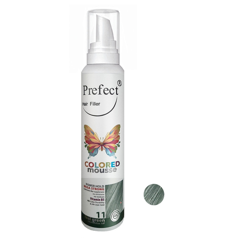 موس مو پرفکت هیر فیلر شماره 11 حجم 150 میلی لیتر رنگ سبز کله غازی موس مو پرفکت هیر فیلر شماره 11 حجم 150 میلی لیتر رنگ سبز کله غازی