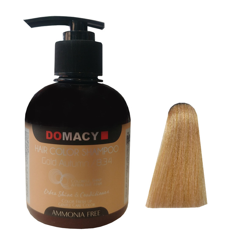 شامپو رنگ مو دوماسی مدل 8.34 حجم 300 میلی لیتر رنگ طلایی پاییزی شامپو رنگ مو دوماسی مدل 8.34 حجم 300 میلی لیتر رنگ طلایی پاییزی