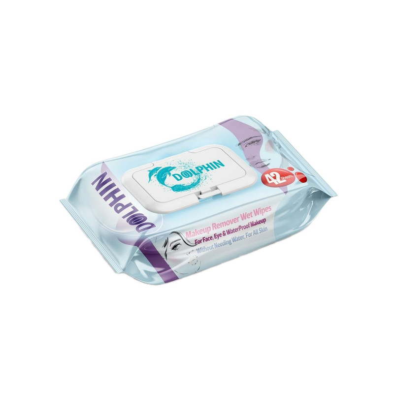 دستمال مرطوب پاک کننده آرایش دلفین مدل 002 بسته 42 عددی دستمال مرطوب پاک کننده آرایش دلفین مدل 002 بسته 42 عددی