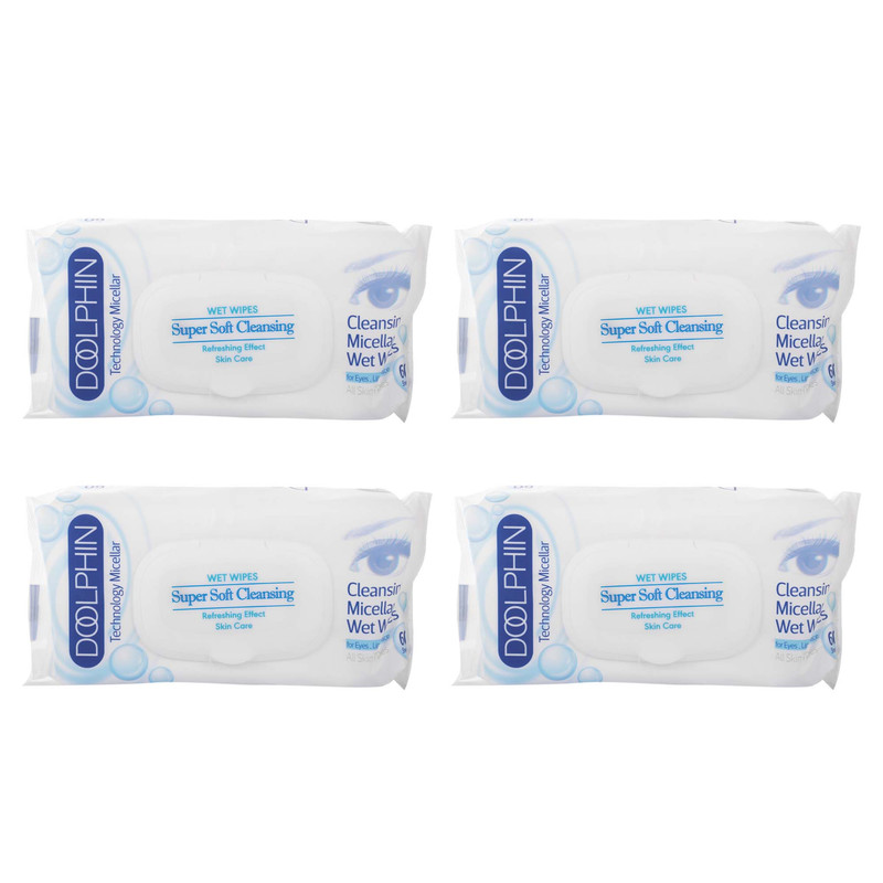 دستمال مرطوب دلفین مدل Skin Care مجموعه 4 عددی دستمال مرطوب دلفین مدل Skin Care مجموعه 4 عددی