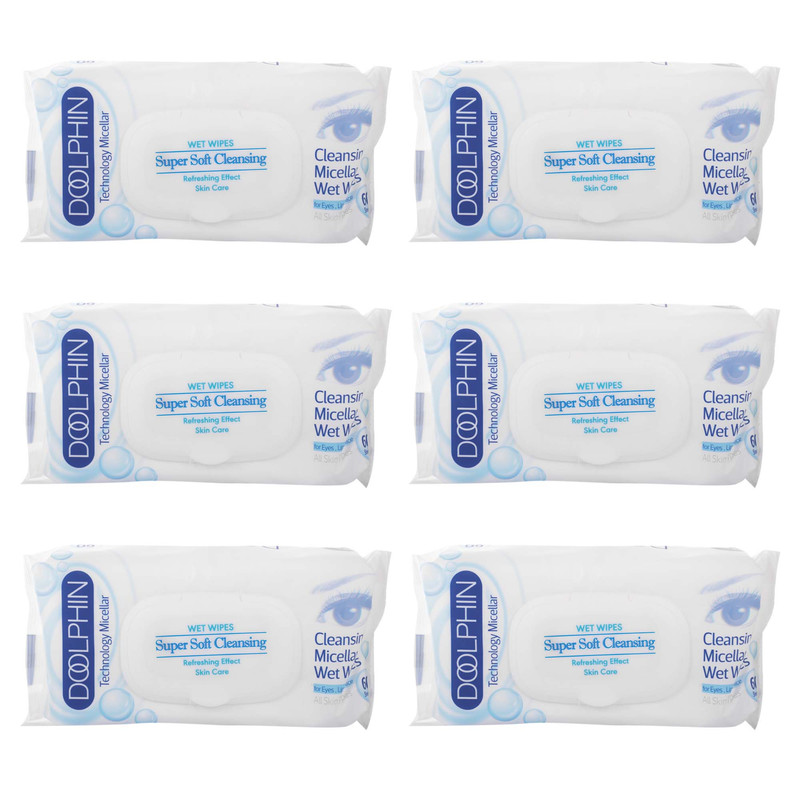 دستمال مرطوب دلفین مدل Skin Care مجموعه 6 عددی دستمال مرطوب دلفین مدل Skin Care مجموعه 6 عددی