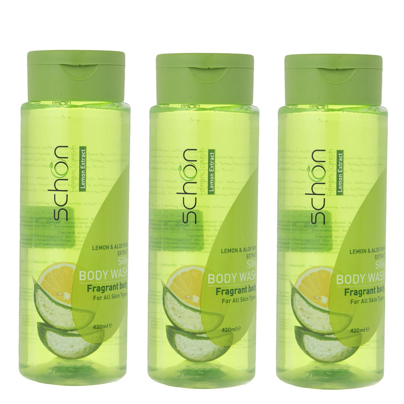 شامپو بدن شون مدل Aloevera and Lemon حجم 420 میلی لیتر مجموعه 3 عددی شامپو بدن شون مدل Aloevera and Lemon حجم 420 میلی لیتر مجموعه 3 عددی