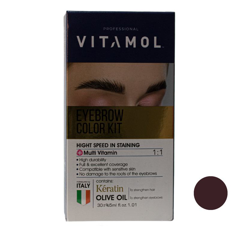 کیت رنگ ابرو ویتامول شماره DB حجم 30 میلی لیتر رنگ قهوه ای تیره کیت رنگ ابرو ویتامول شماره DB حجم 30 میلی لیتر رنگ قهوه ای تیره