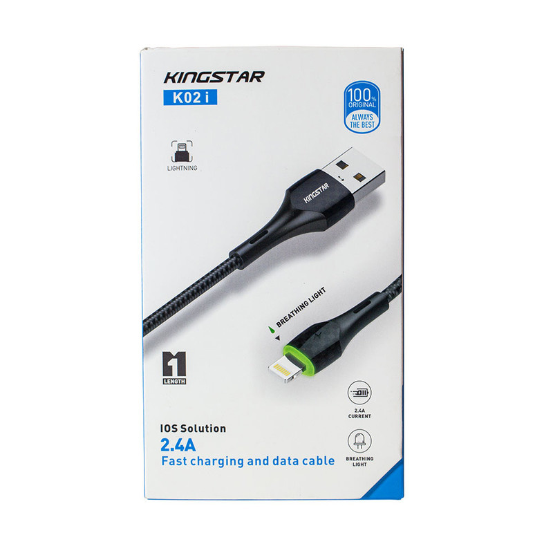 کابل تبدیل USB به لایتنینگ کینگ استار مدل K02 i طول 1.1 متر کابل تبدیل USB به لایتنینگ کینگ استار مدل K02 i طول 1.1 متر