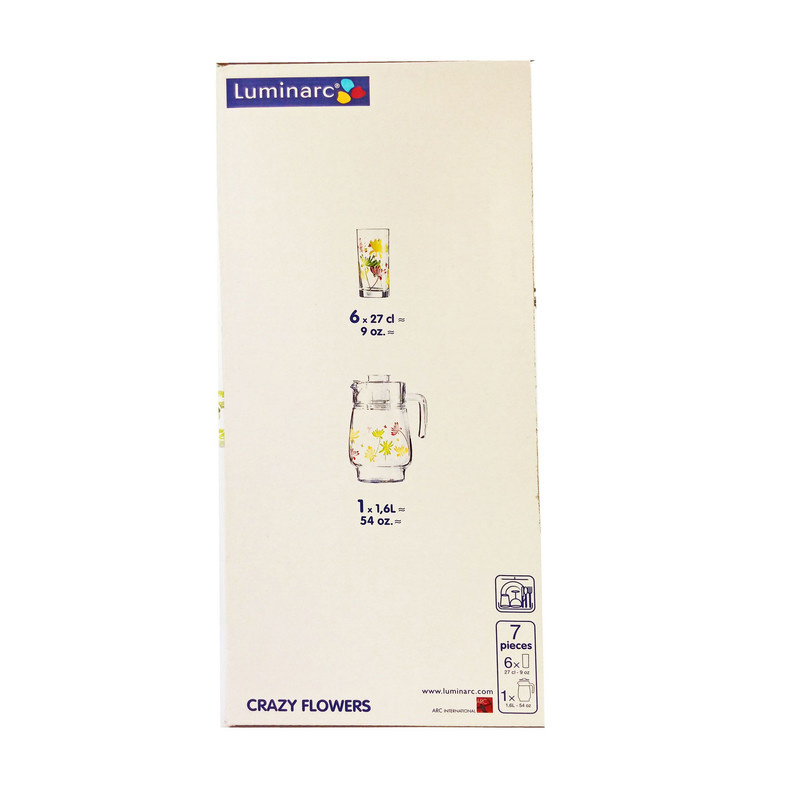 ست پارچ و لیوان 7 پارچه لومینارک مدل CRAZY FLOWRS