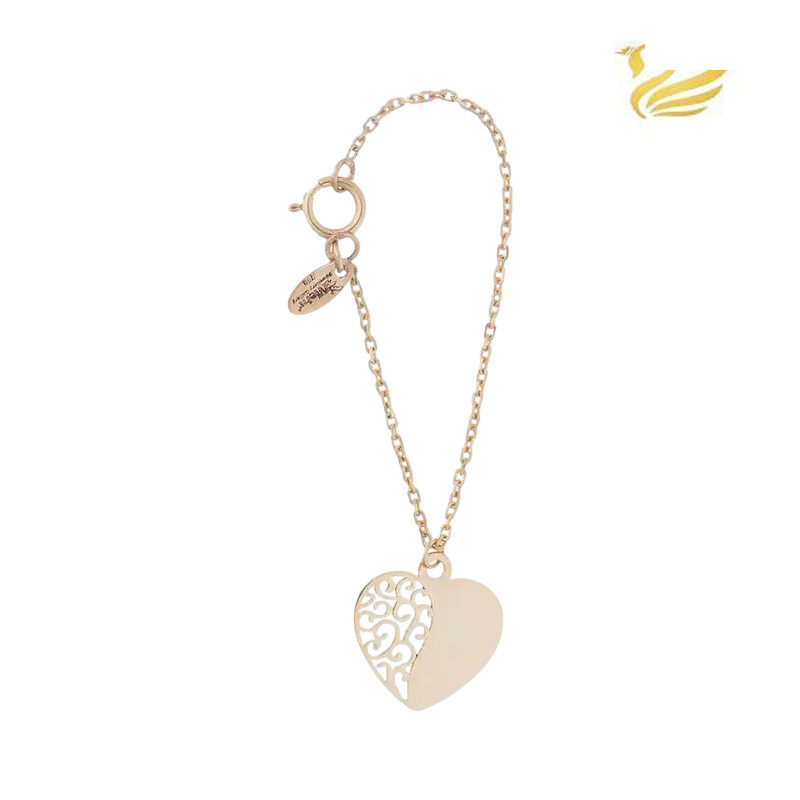 آویز ساعت طلا 18 عیار زنانه گالری قو طلایی مدل  قلب نیمه پر اسلیمی