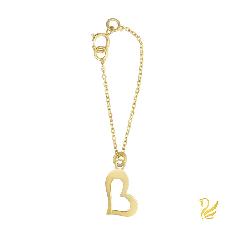 آویز ساعت طلا 18 عیار زنانه گالری قو طلایی مدل قلب کشیده تو خالی