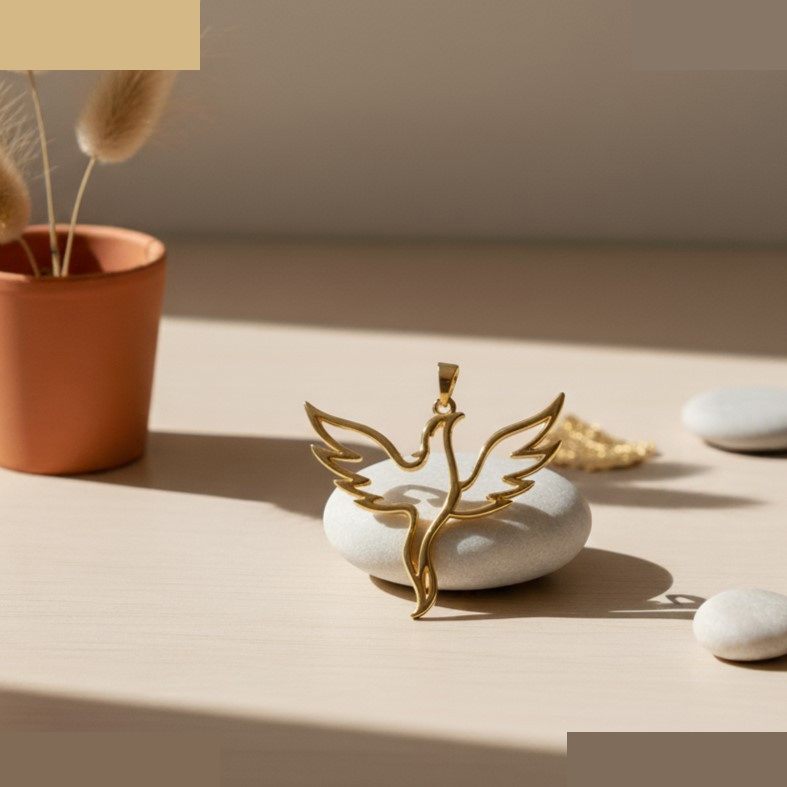 آویز گردنبند طلا 18 عیار زنانه گالری قو طلایی طرح ققنوس