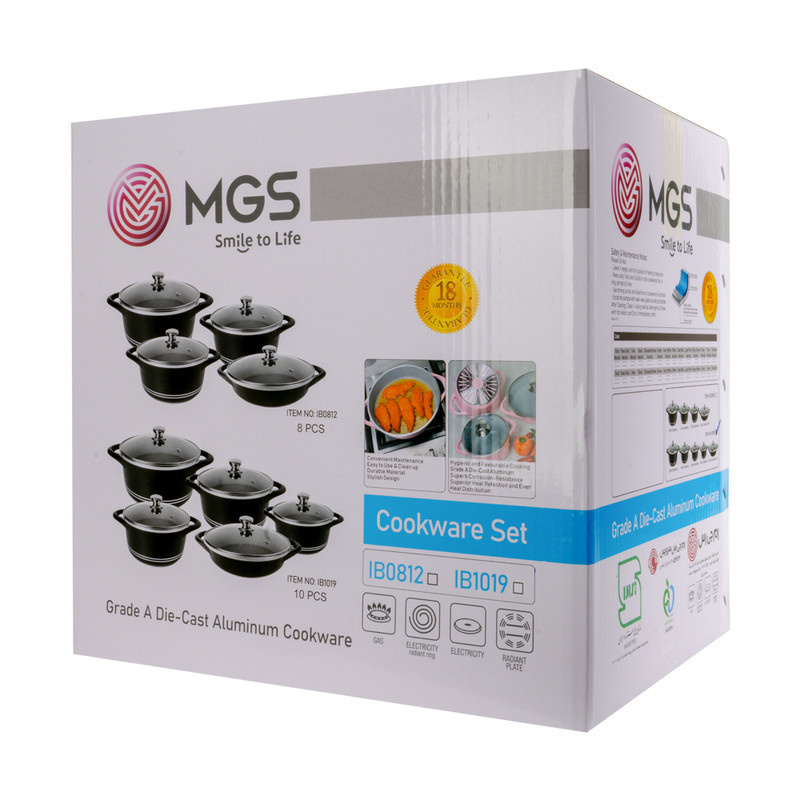 سرویس قابلمه و تابه استیل 10 پارچه ام جی اس مدل ایتالیا B کد IB1019 سرویس قابلمه و تابه استیل 10 پارچه ام جی اس مدل ایتالیا B کد IB1019