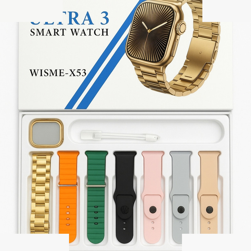 ساعت هوشمند 42 میلی متری ویسمی مدل ultra 3 x53 همراه با بند فلزی و ساده ساعت هوشمند 42 میلی متری ویسمی مدل ultra 3 x53 همراه با بند فلزی و ساده