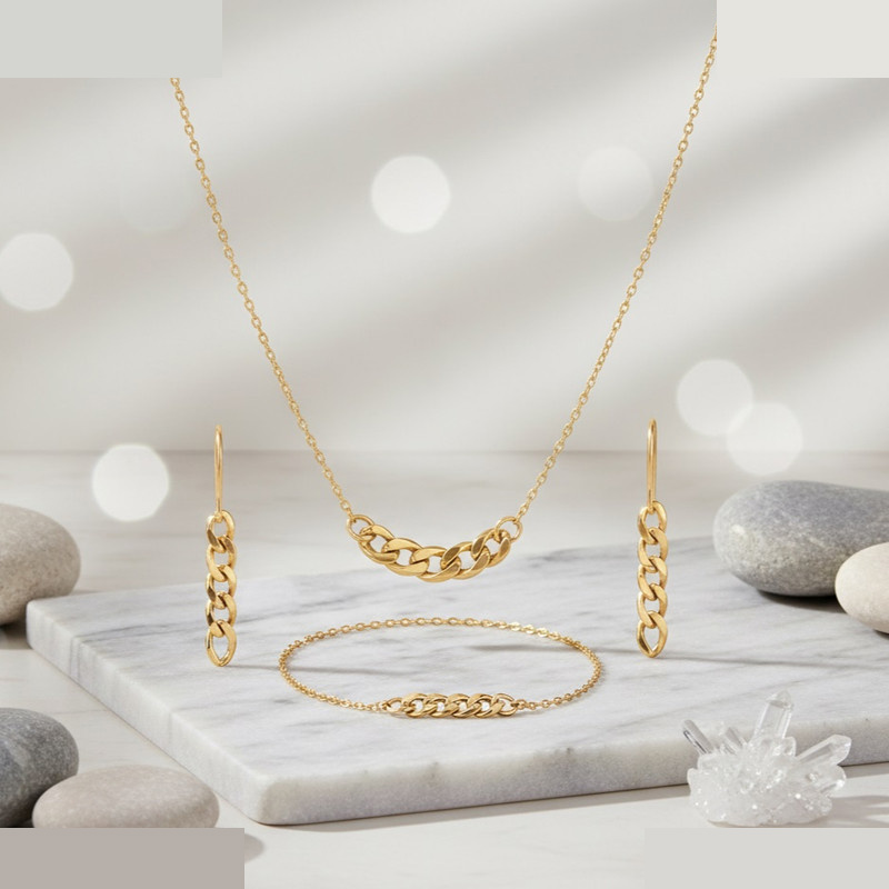 نیم ست طلا 18 عیار زنانه گالری قو طلایی مدل کارتیه فلامینگو سبک