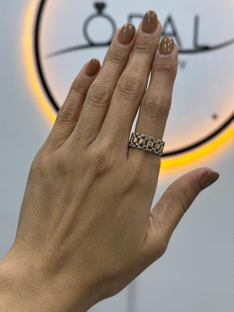 انگشتر طلا 18 عیار اپال گلد مدل رولکس انگشتر طلا 18 عیار اپال گلد مدل رولکس