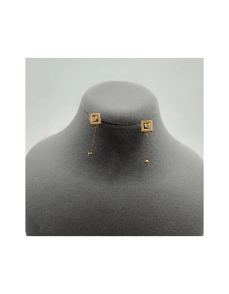 گوشواره طلا  18عیار اپال گلد مدل مربعی زنجیری