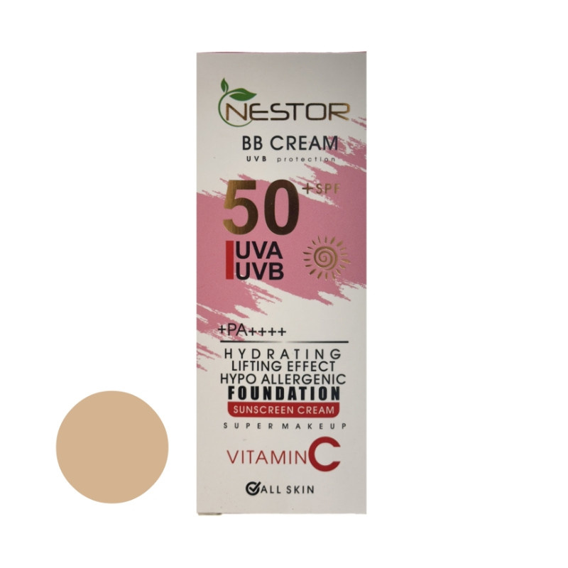 کرم ضد آفتاب رنگی نستور SPF 50 شماره 1 مدل ویتامین c حجم 50 میلیلیتر کرم ضد آفتاب رنگی نستور SPF 50 شماره 1 مدل ویتامین c حجم 50 میلیلیتر