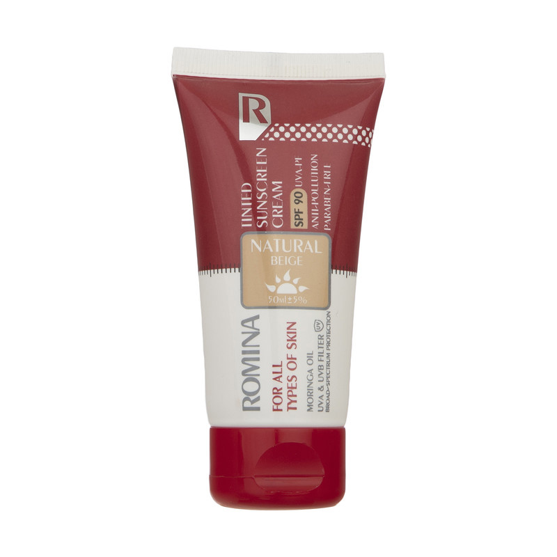 کرم ضد آفتاب رومینا مدل Natural Beige-90 حجم 50 میلی لیتر