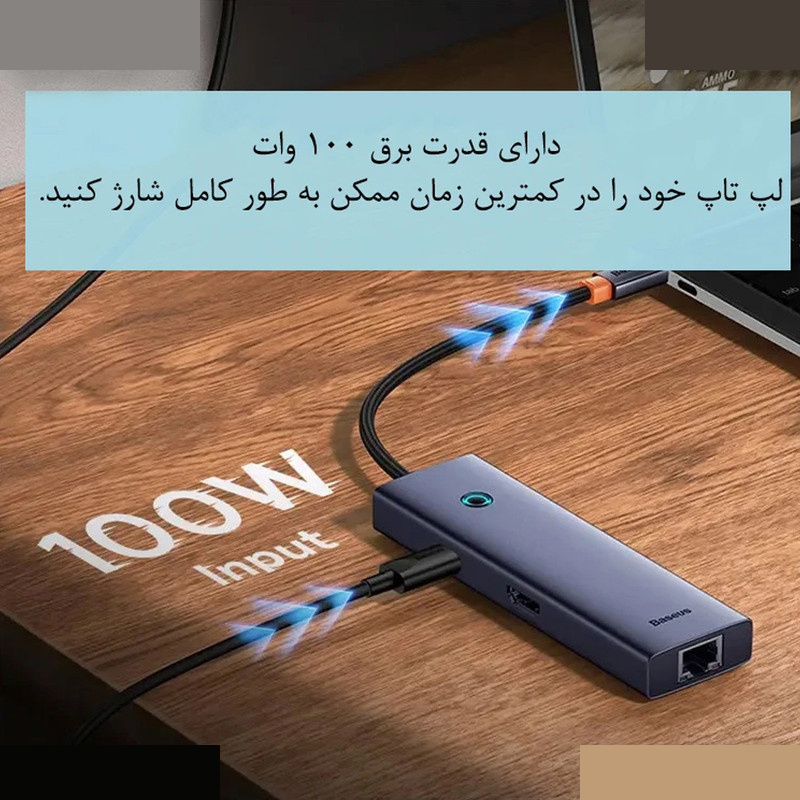 هاب 6 پورت USB-C بیسوس مدل B00052802811 هاب 6 پورت USB-C بیسوس مدل B00052802811