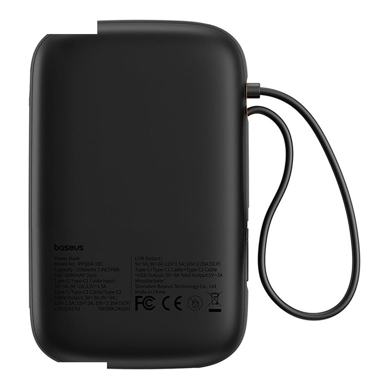 پاوربانک 30 وات بیسوس مدل QPow2 PPQD4-10C ظرفیت 10000 میلی آمپر ساعت پاوربانک 30 وات بیسوس مدل QPow2 PPQD4-10C ظرفیت 10000 میلی آمپر ساعت