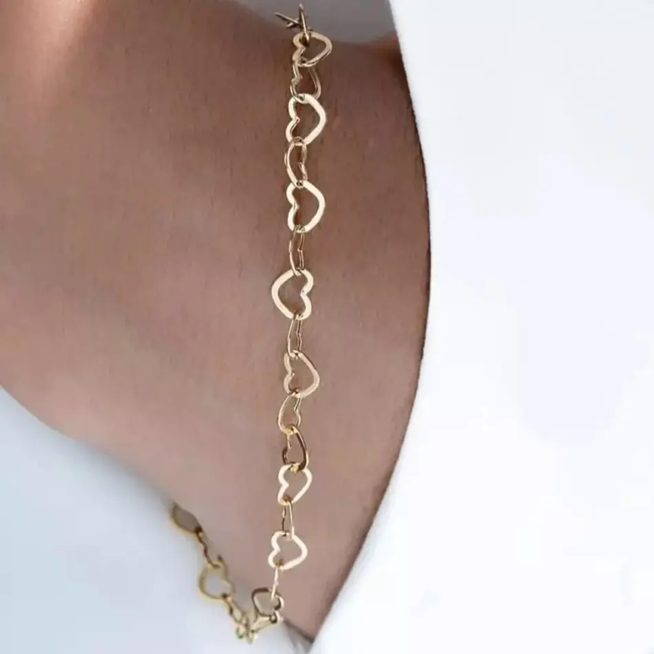 نیم ست طلای 18 عیار زنانه گردنبند دستبند قلبی کد 419