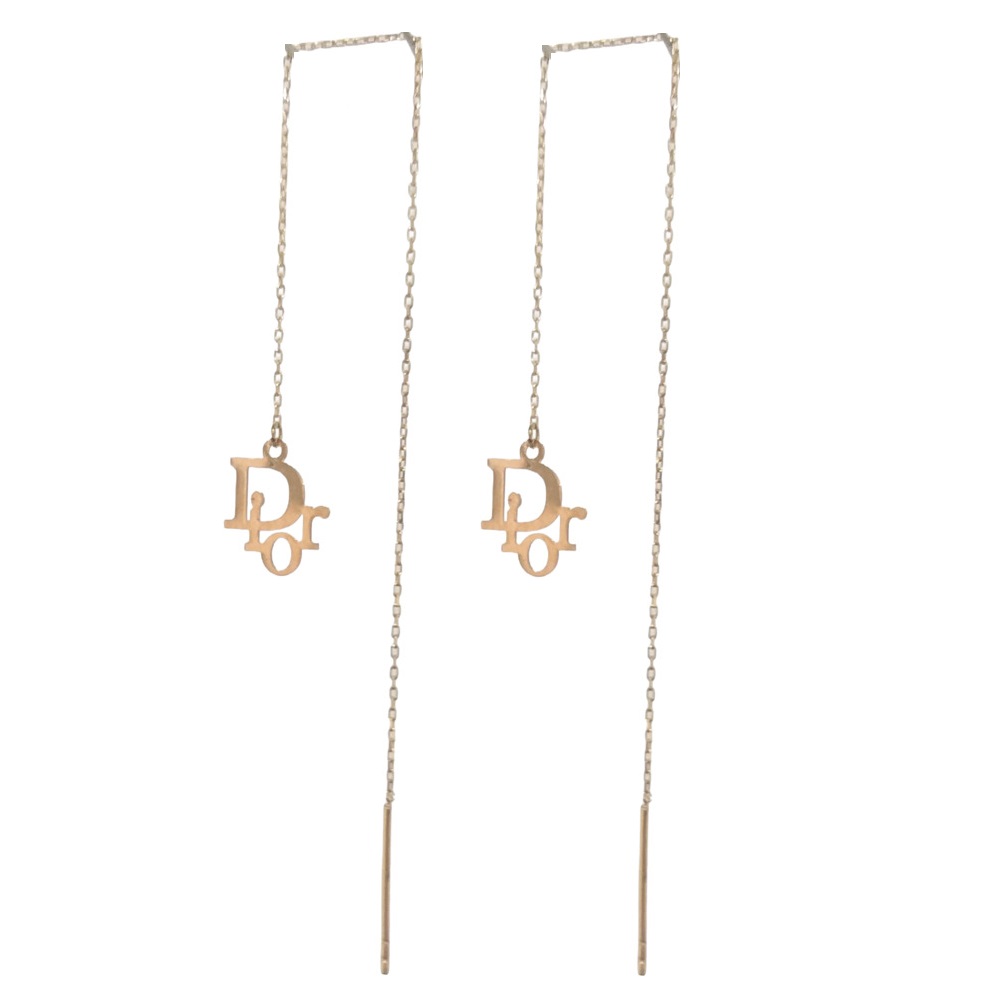 گوشواره طلا 18 عیار زنانه بخیه ای طرح Dior کد 417