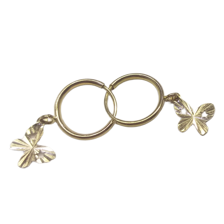 گوشواره طلا 18 عیار زنانه لاوندر طرح آویز دار پروانه کد 357