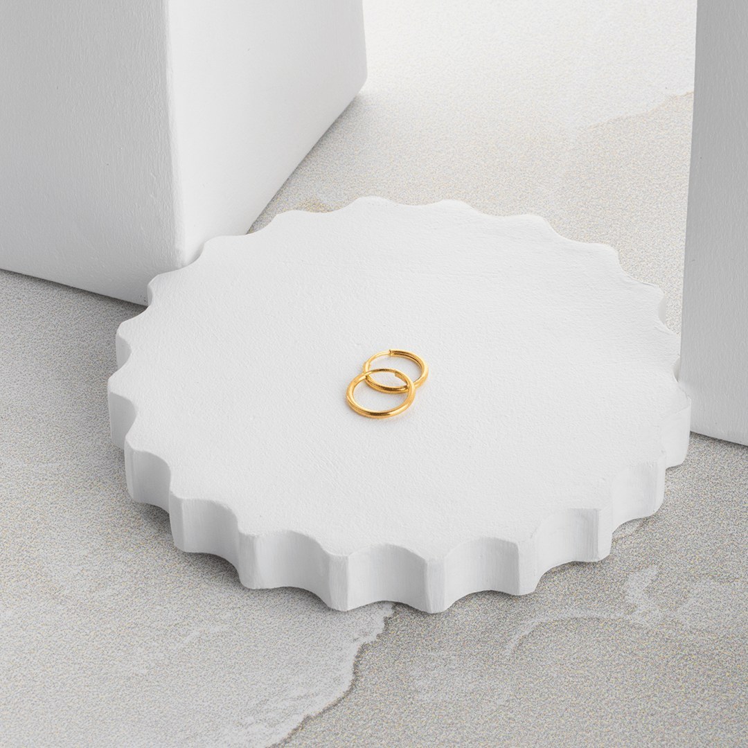 گوشواره طلا 18 عیار زنانه حلقه ای قطر 1 سانتی متر کد 515